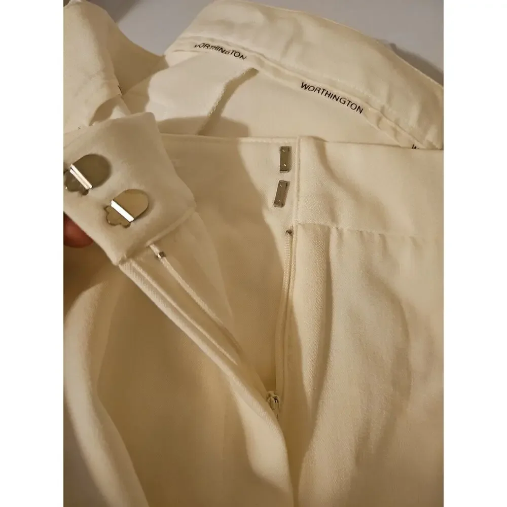 Worthington Modern Fit Women's‎ Dress Pant Wide Leg Size 24W Ivory